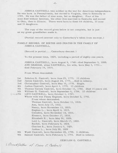 Cantrall Family History 2 Cantrall Family History 2
